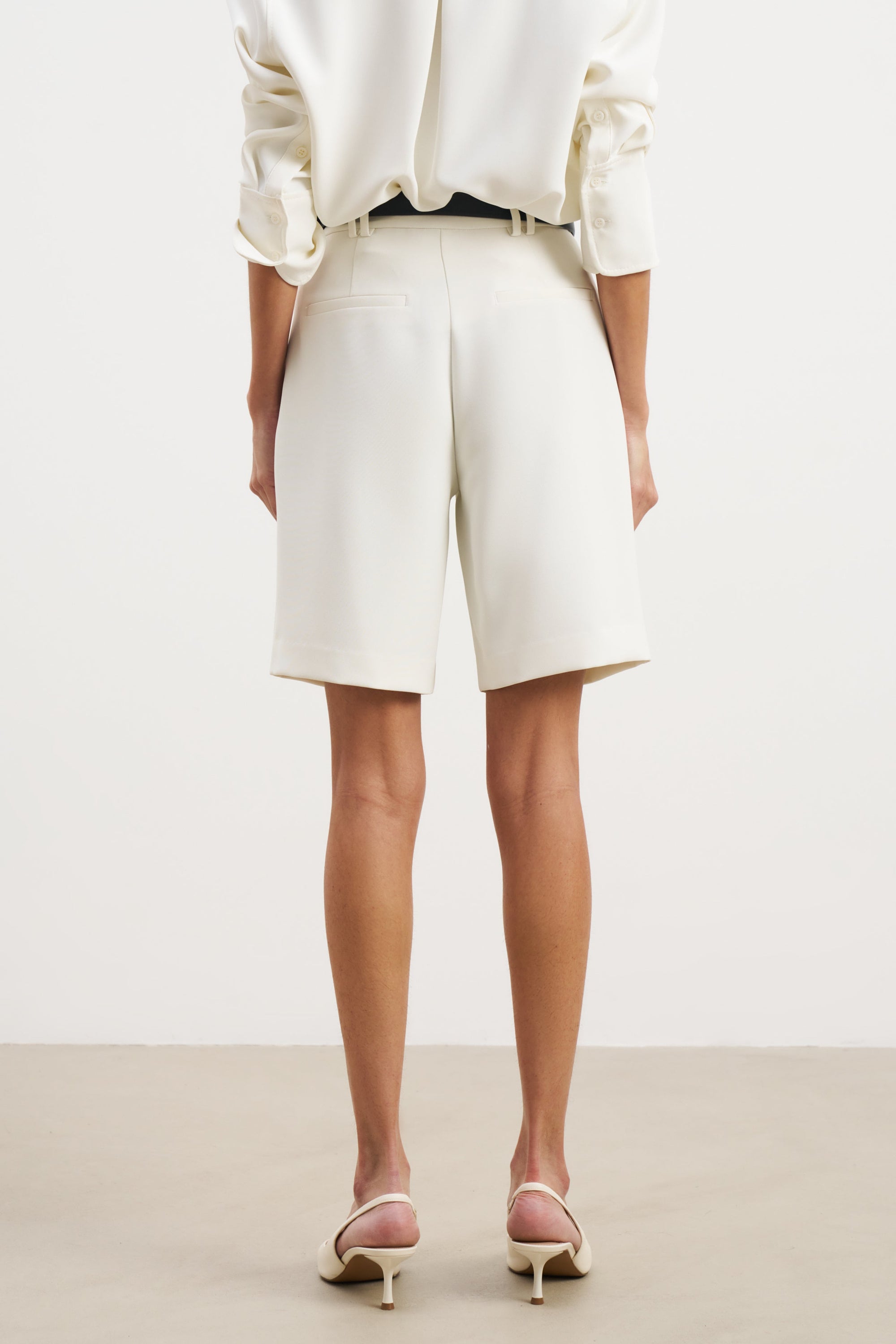 Effortless Pleated Longline Shorts - White