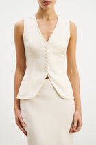 Cupro Delicate Peplum Waistcoat - Champagne