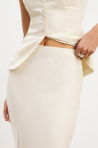 Cupro Bias-Cut Maxi Skirt - Champagne