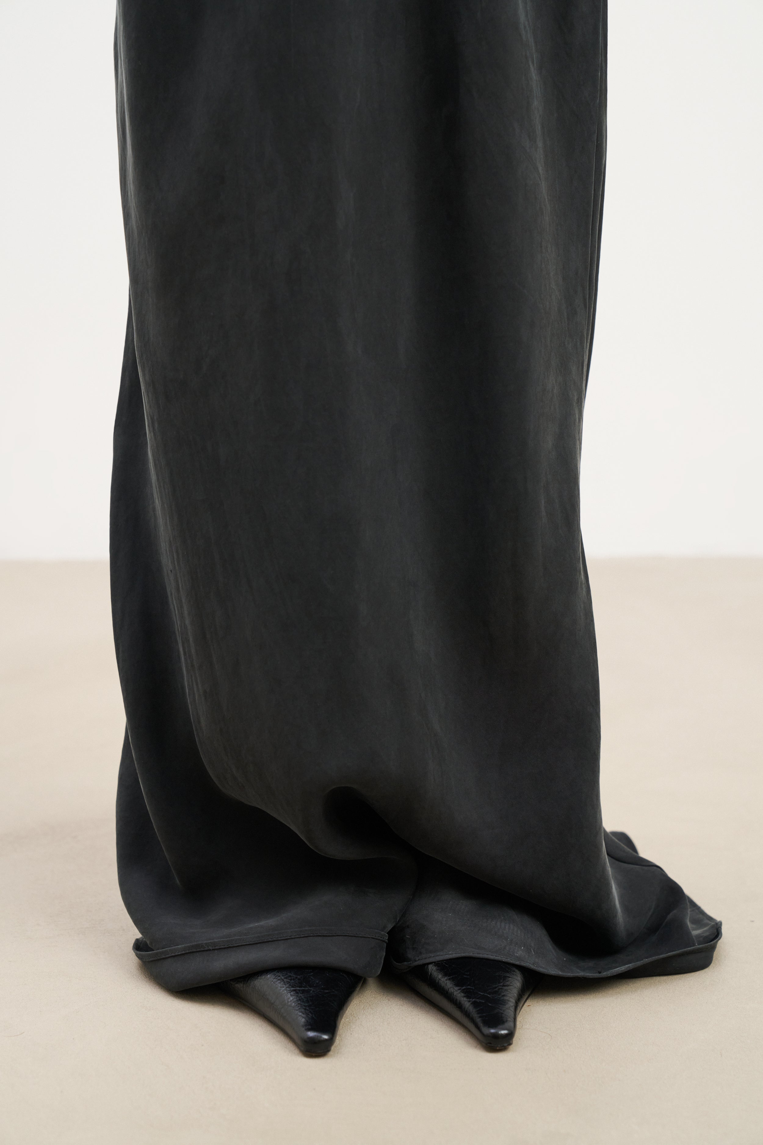 Cupro Bias-Cut Maxi Skirt - Black