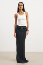 Cupro Bias-Cut Maxi Skirt - Black