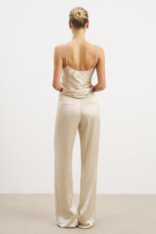 Formal Satin Straight Leg Trousers - Champagne