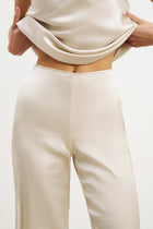 Formal Satin Straight Leg Trousers - Champagne