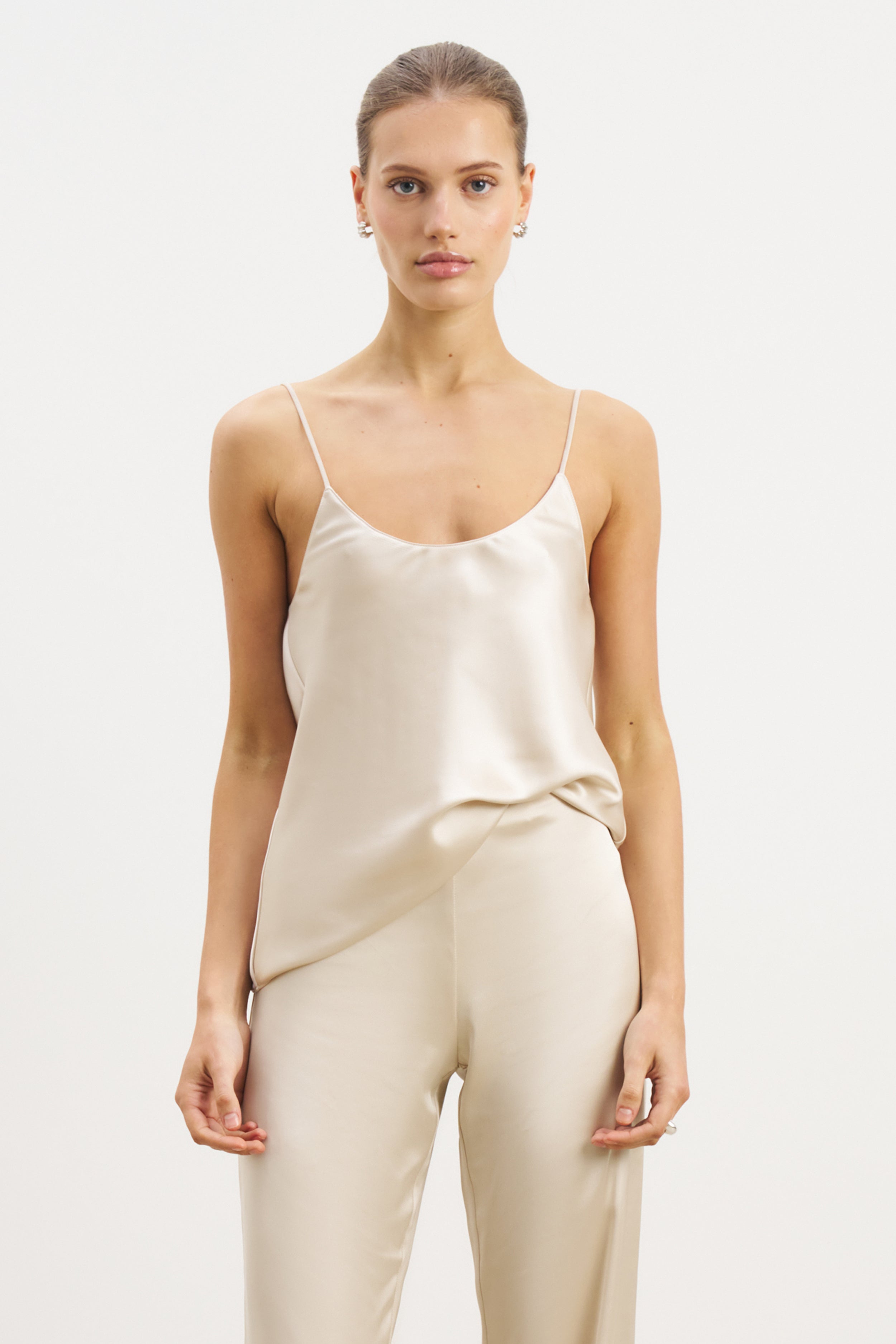 Satin Scoop Neck Camisole - Champagne