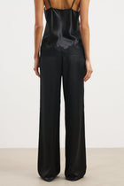 Formal Satin Straight Leg Trousers - Black