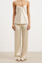 Formal Satin Straight Leg Trousers - Champagne