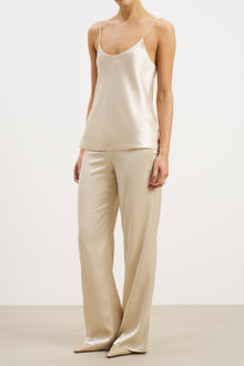 Formal Satin Straight Leg Trousers - Champagne