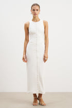 Tailored Button Down Maxi Dress - White