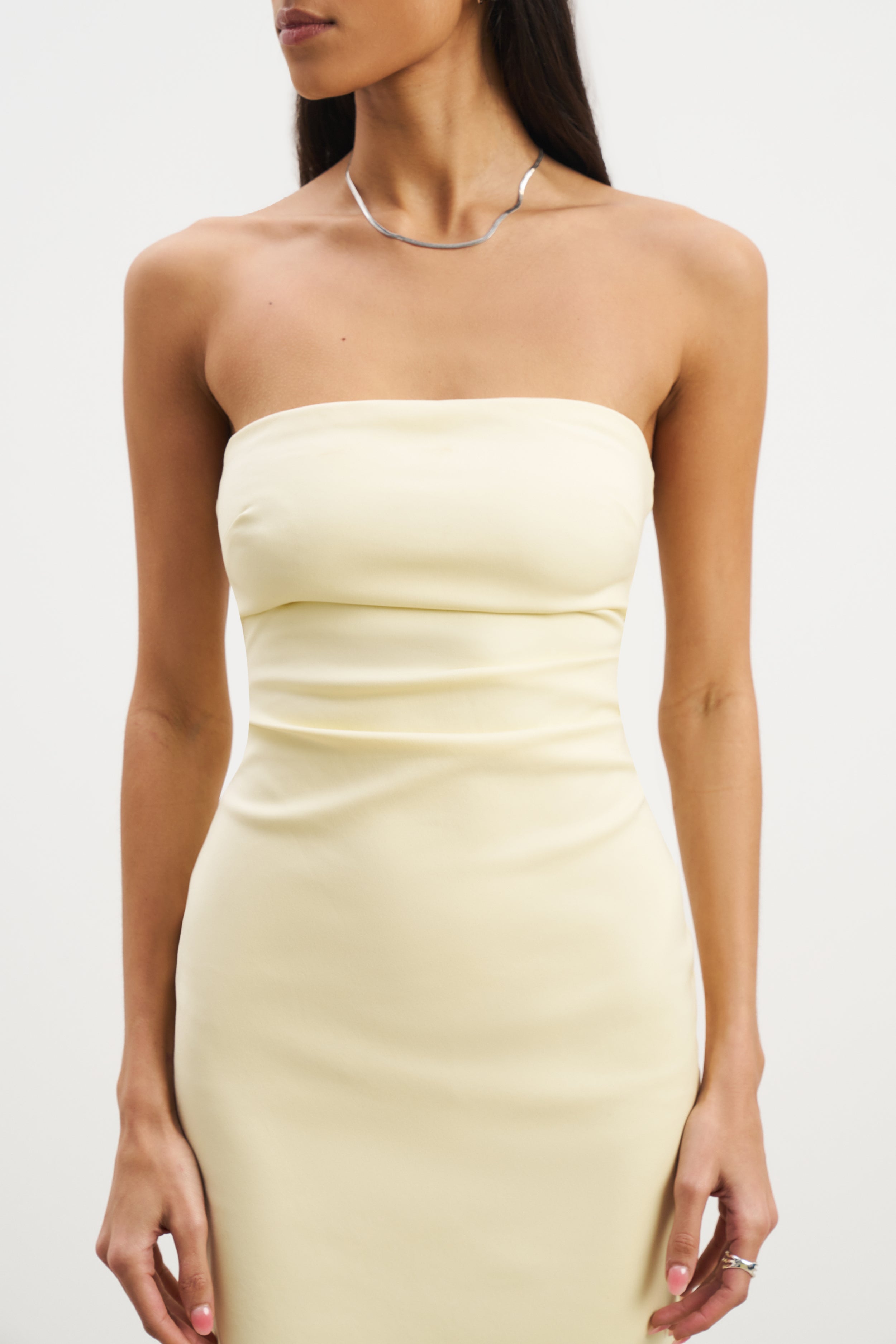 Strapless Ruched Midaxi Dress - Buttermilk