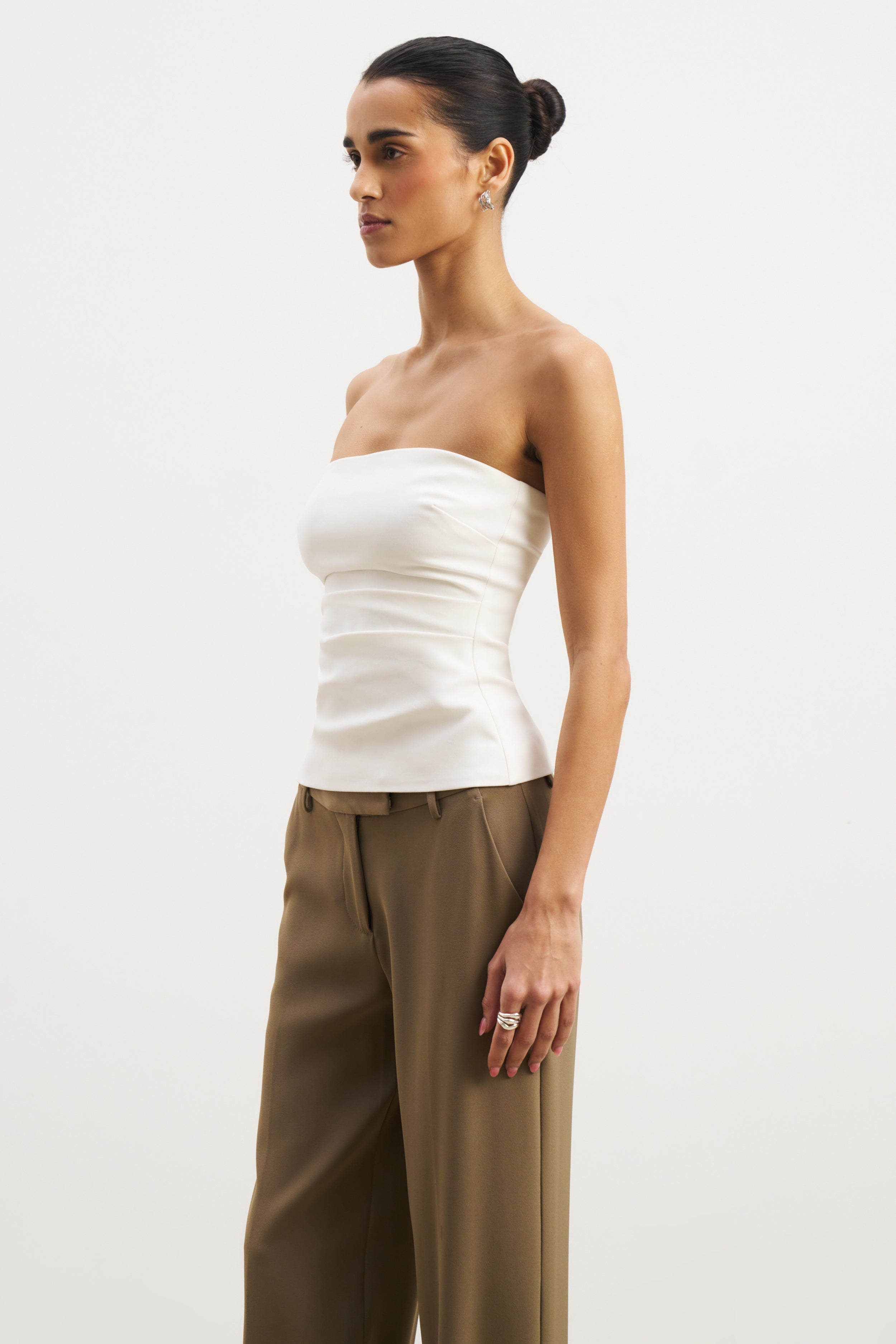 Tailored Ruched Bodice - White