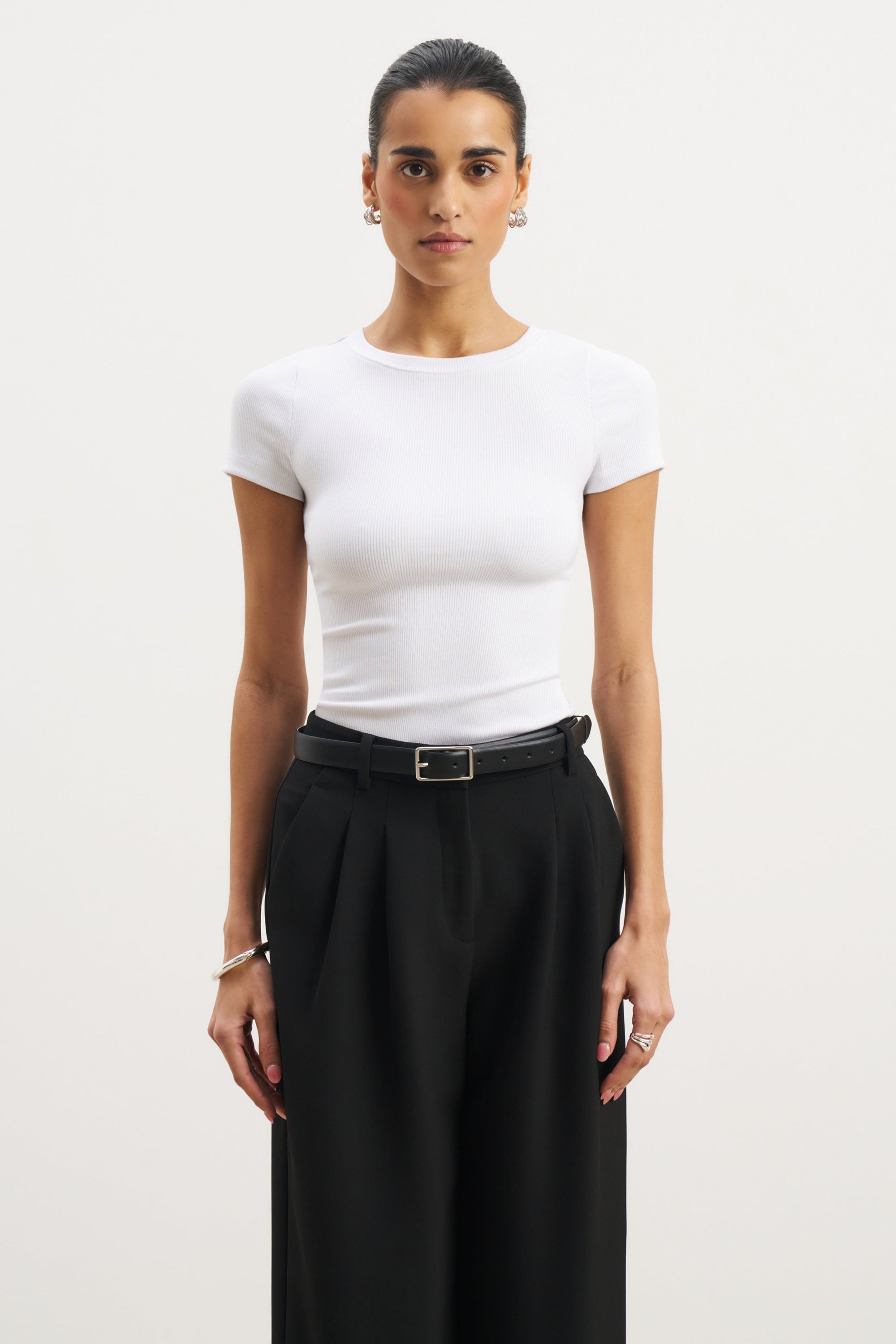 Soft Ribbed T Shirt - White