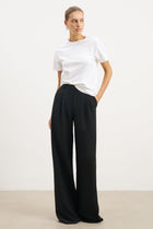 Effortless Pleated Wide Leg Trousers - Black