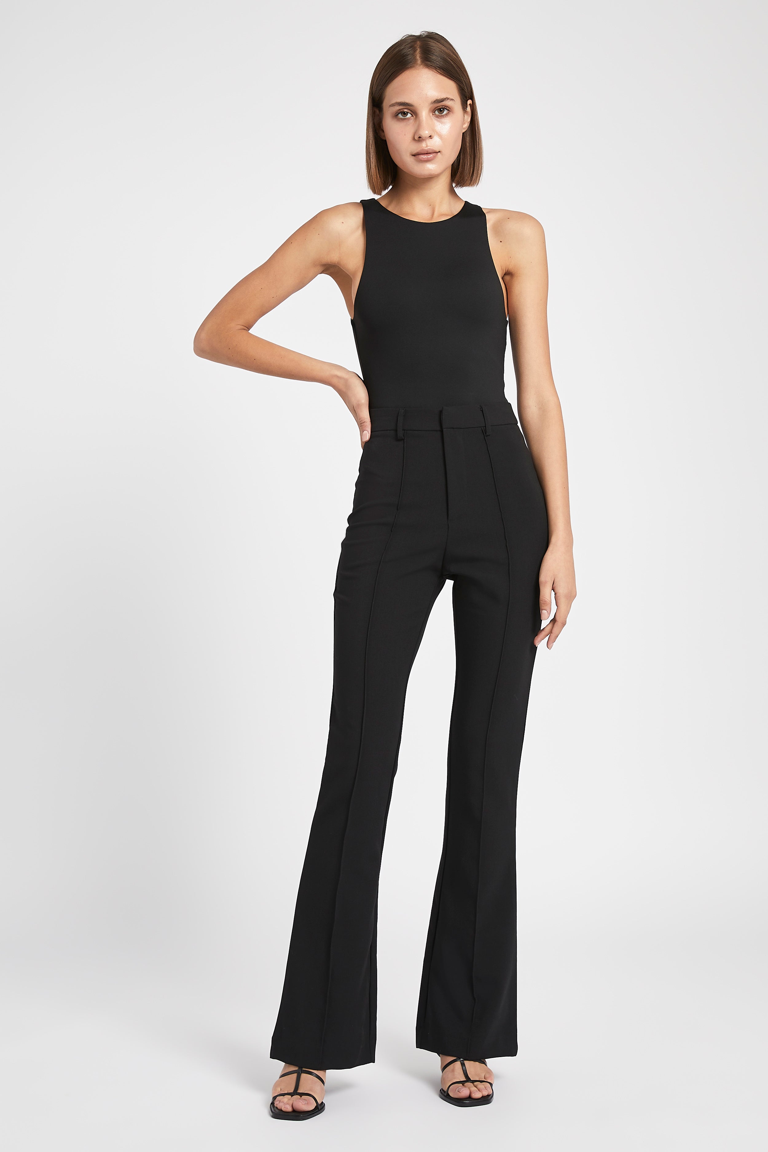 Wide Leg Suit Trousers - Black