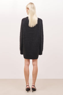 Soft Brushed Crew Neck Jumper Dress - Black