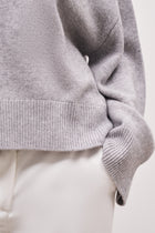 Relaxed High Neck Cashmere Blend Jumper - Grey Marl