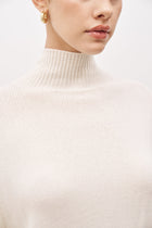 Relaxed High Neck Cashmere Blend Jumper - Cream