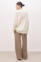 Relaxed High Neck Cashmere Blend Jumper - Cream