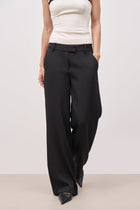 Mid Rise Wide Leg Trousers - Black