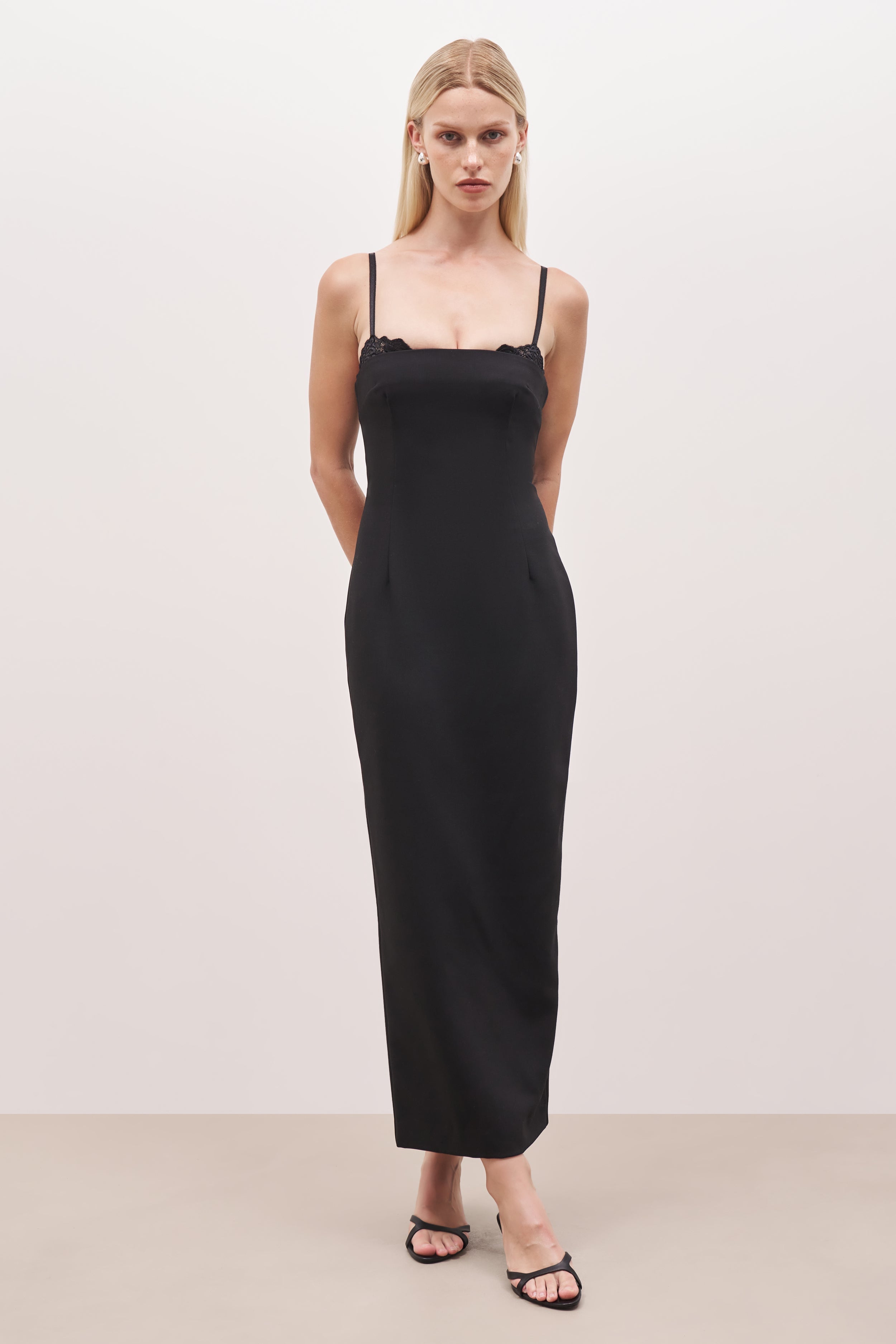 Tailored Bustier Maxi Dress - Black