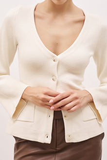 V Neck Hourglass Cardigan  - Cream