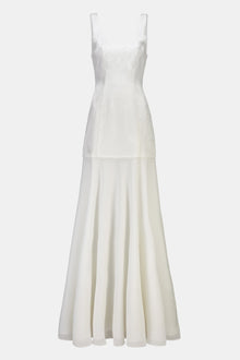 Jacquard Corset Gown with Chiffon Skirt - White