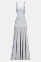 Jacquard Corset Gown with Chiffon Skirt - Frost