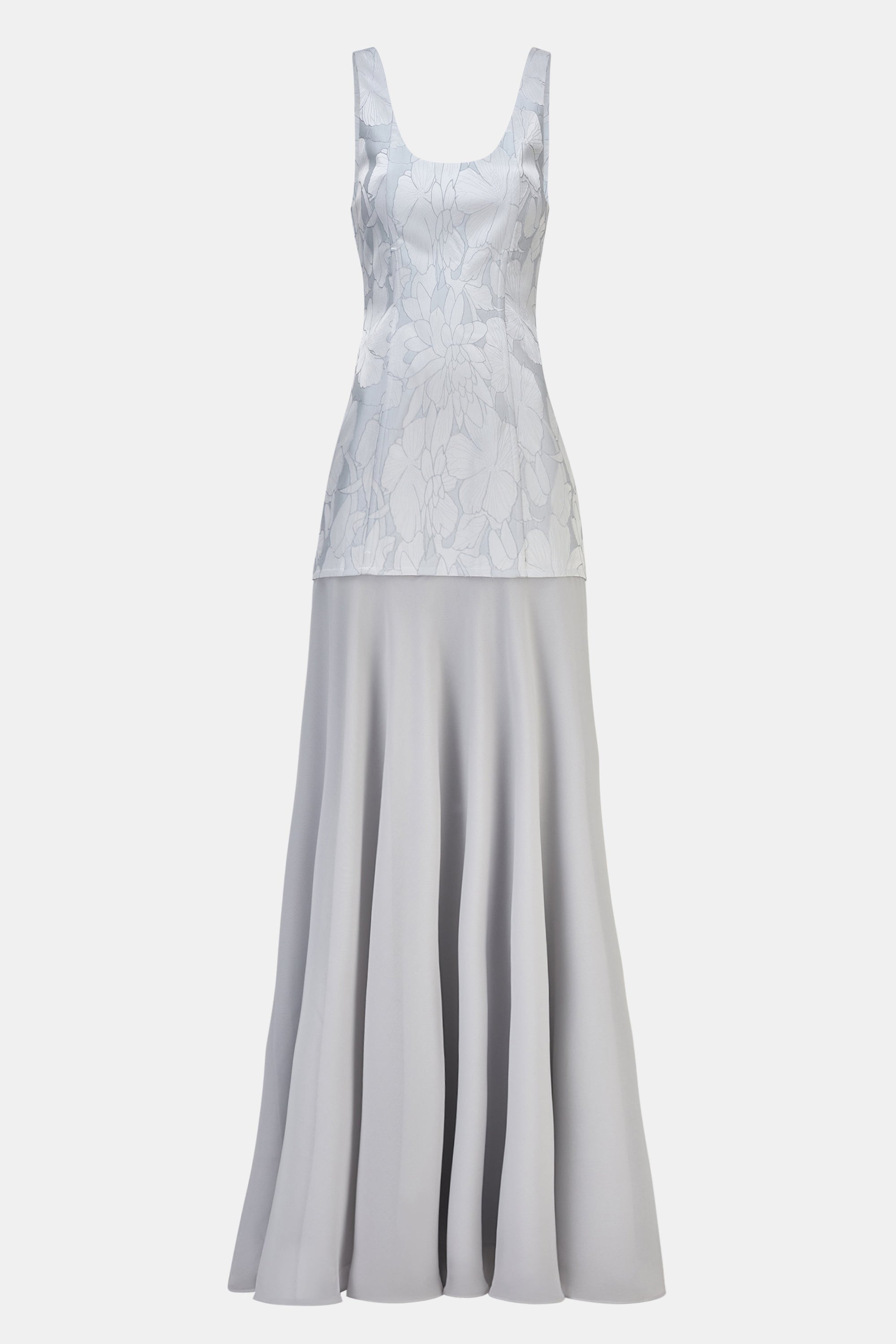 Jacquard Corset Gown with Chiffon Skirt - Frost