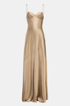 Satin Cup Detail Slip Dress - Bronze