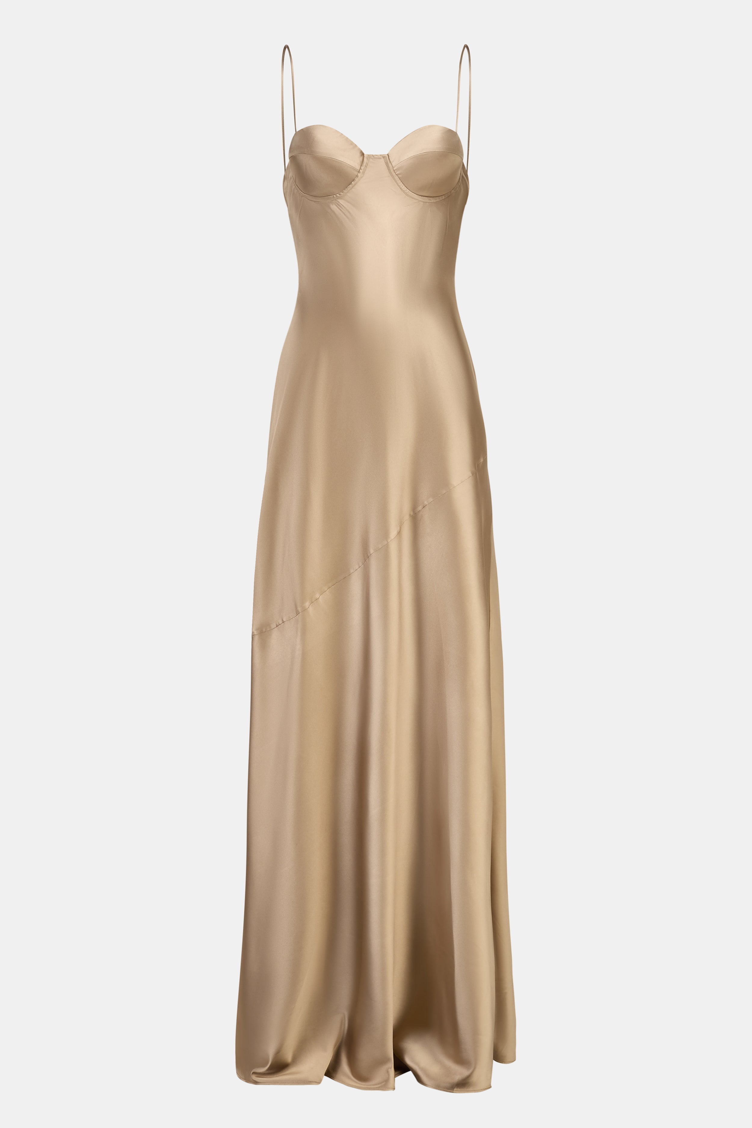 Satin Cup Detail Slip Dress - Bronze