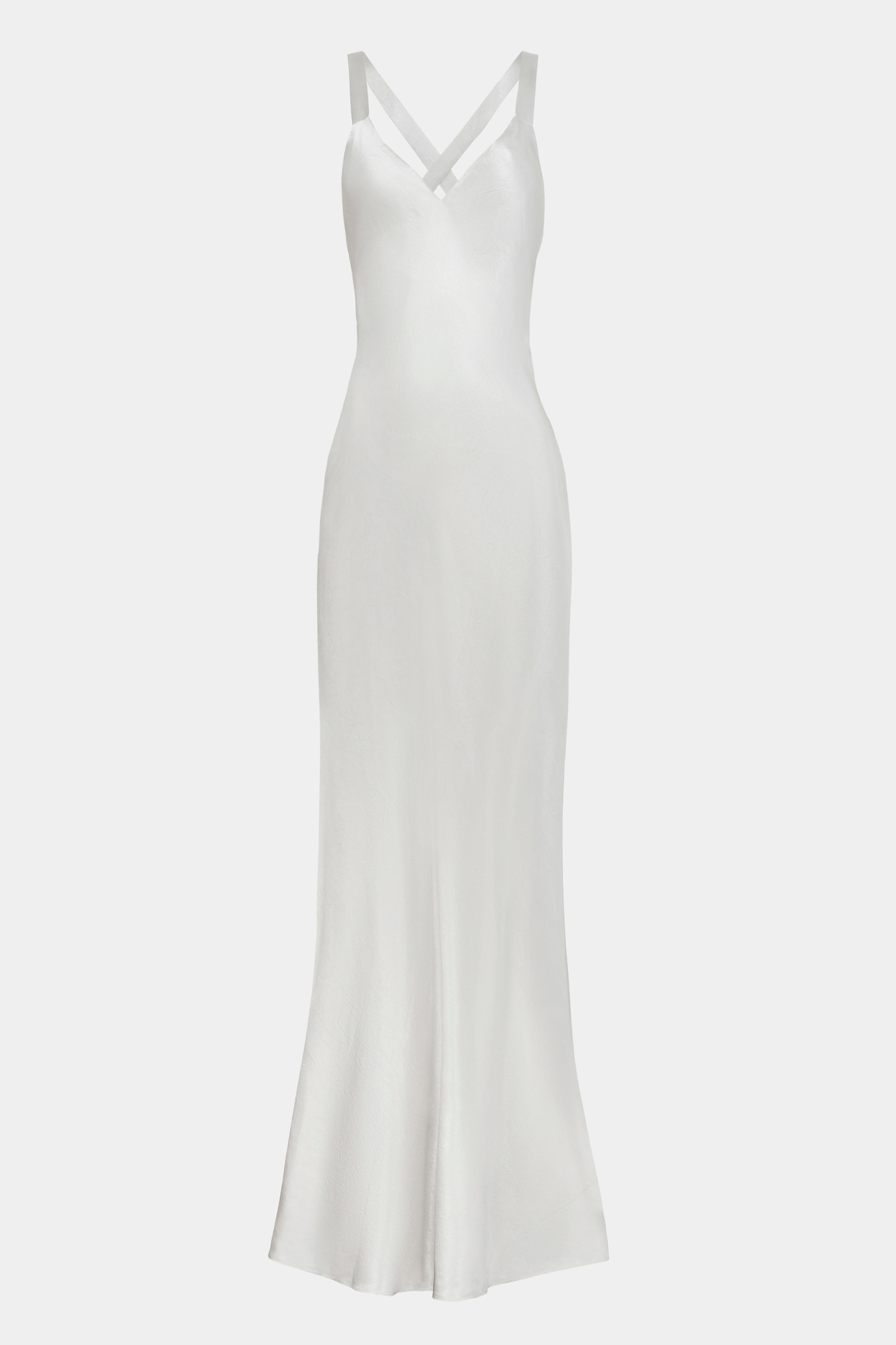 Crushed Satin Cross Back Gown - Chrome