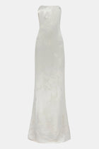 Satin Jacquard Strapless Maxi Dress - Cream