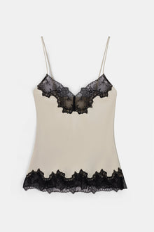 Satin Lace Detail Camisole - Champagne/Black