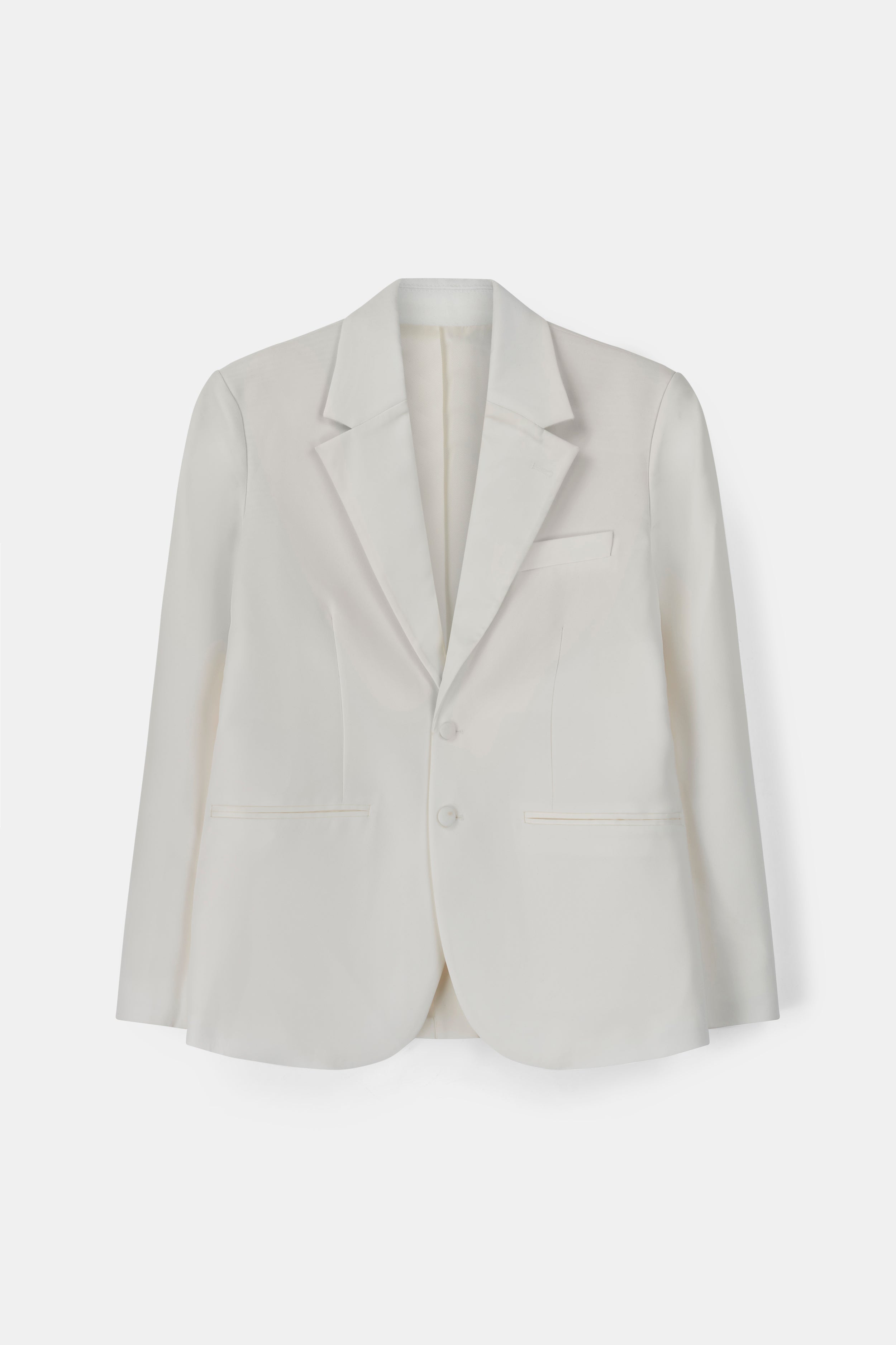 Satin Detail Single Breasted Blazer - White