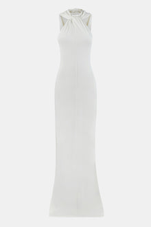 Hooded Halterneck Maxi Dress - White
