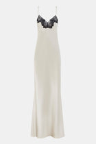 Satin Lace Detail Camisole Maxi Dress - Champagne/Black