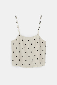 Satin Jacquard Polka Dot Camisole Top - Cream Polka Dot