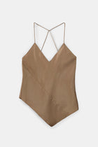Satin Panel Detail V Neck Camisole - Bronze