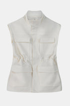 Cotton Sleeveless Utility Vest - White