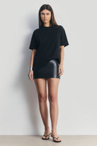 Clean Cut Leather Micro Skirt - Black