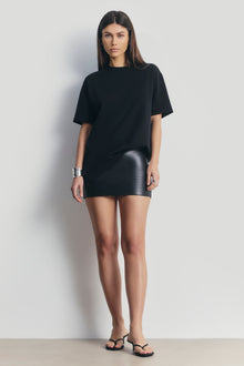 Clean Cut Leather Micro Skirt - Black