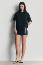 Clean Cut Leather Micro Skirt - Black