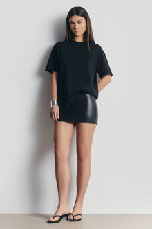 Clean Cut Leather Micro Skirt - Black