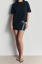 Clean Cut Leather Micro Skirt - Black