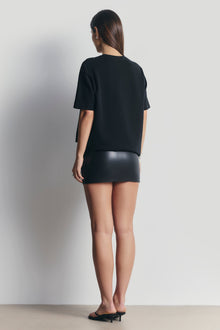 Clean Cut Leather Micro Skirt - Black