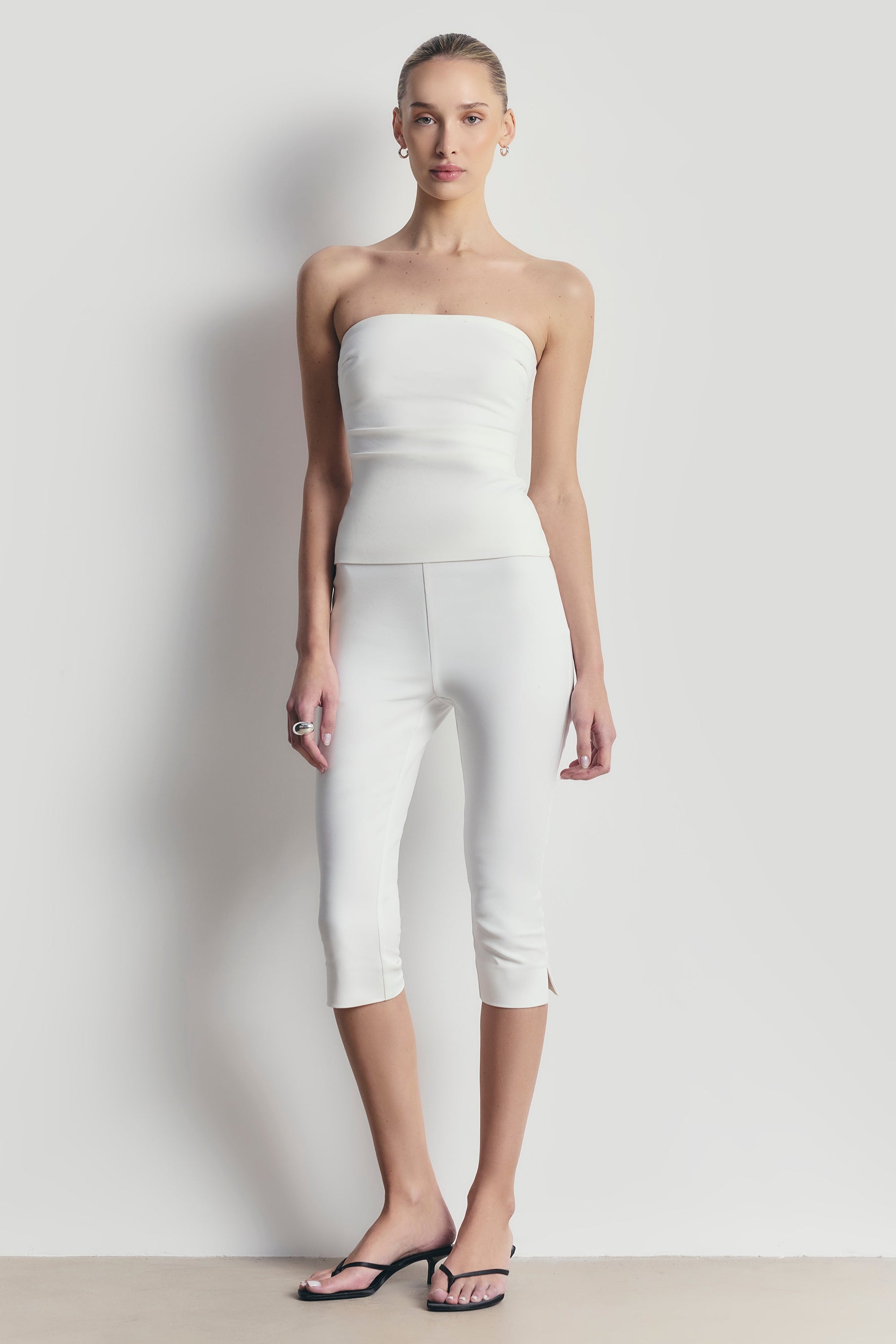 Tailored Capri Leggings - White