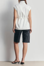 Cotton Sleeveless Utility Vest - White