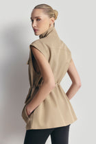 Cotton Sleeveless Utility Vest - Tan