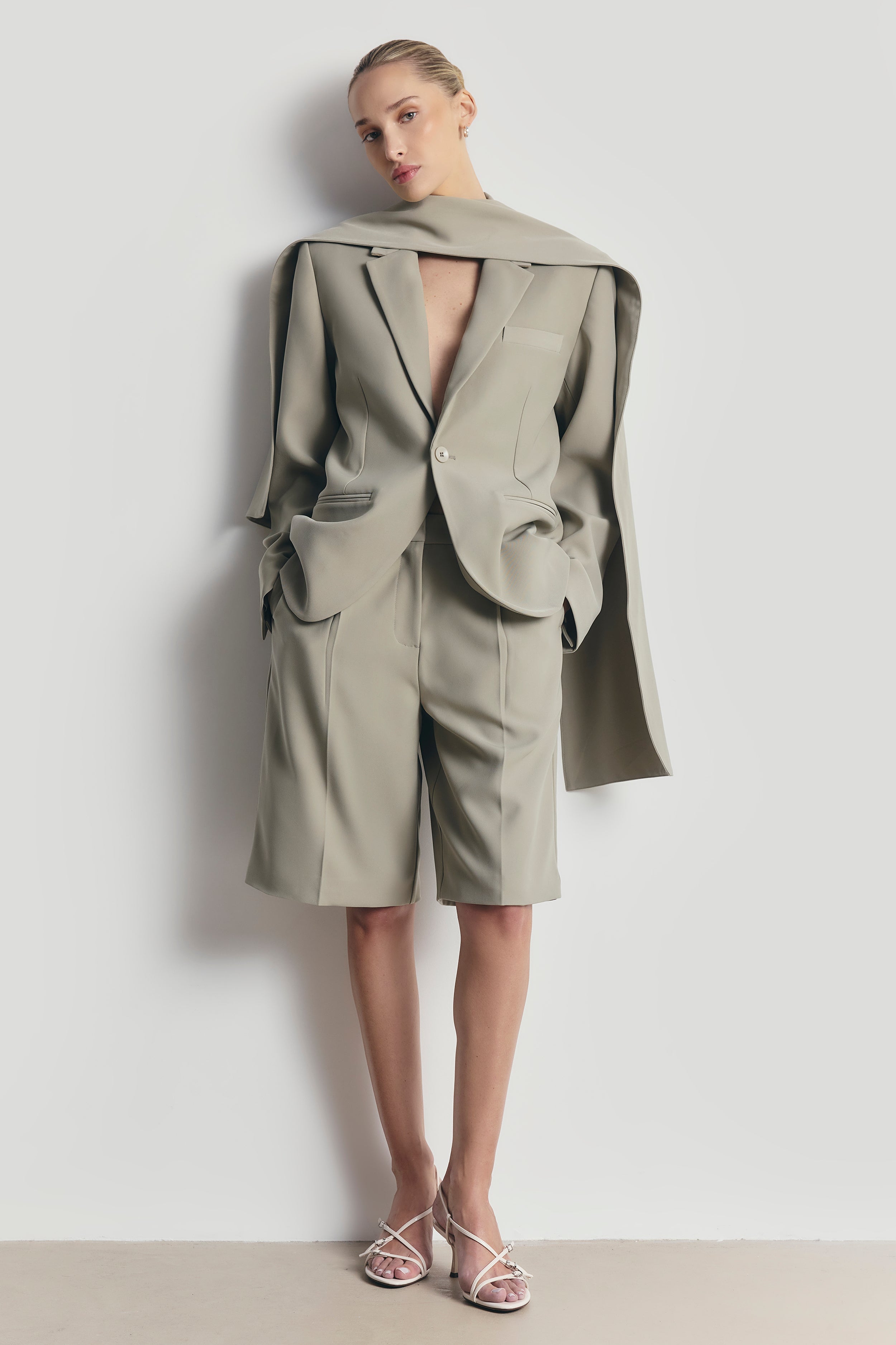 Oversized Single Breasted Blazer - Antique Sage