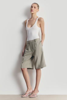 Tailored Dropped Waist Longline Shorts - Antique Sage