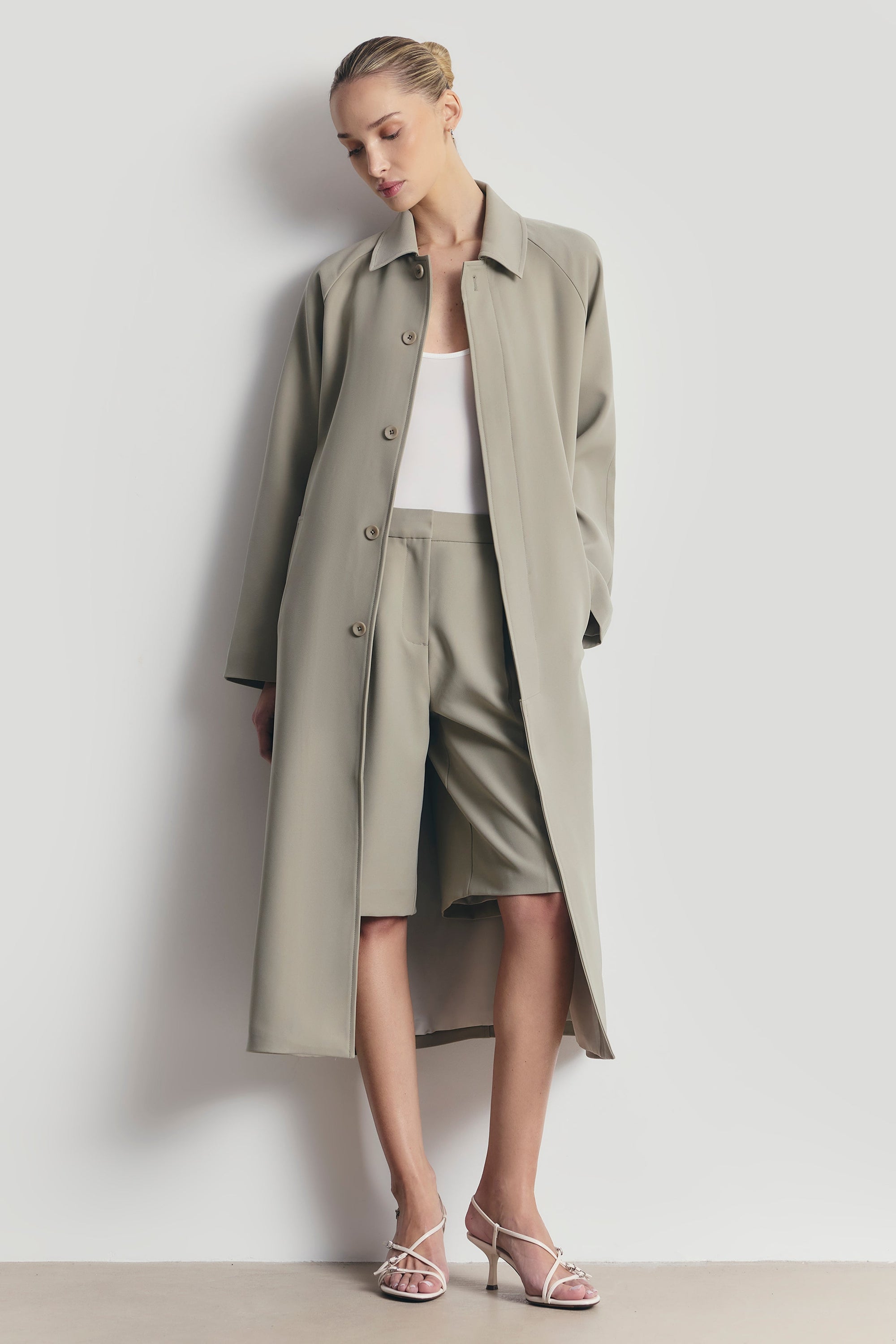 Clean Cut Longline Driving Coat - Antique Sage